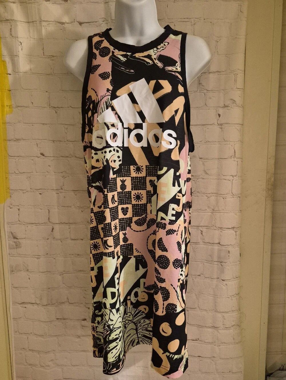 Adidas x FARM Rio Collab "Floralita" Tropical Print Tank Dress Size Small